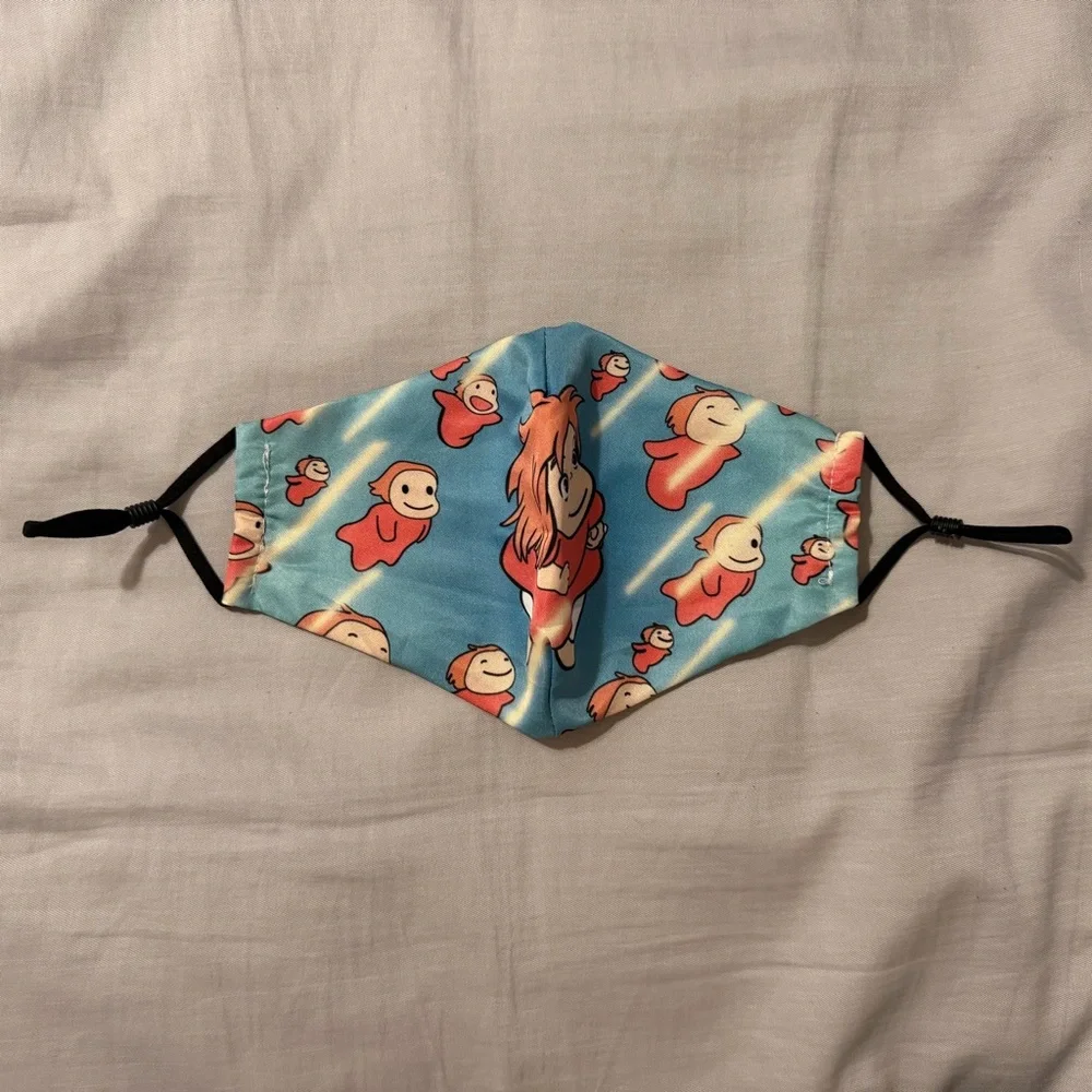 3 Adjustable Studio Ghibli Anime Fabric Face Masks - Spirited Away & Ponyo